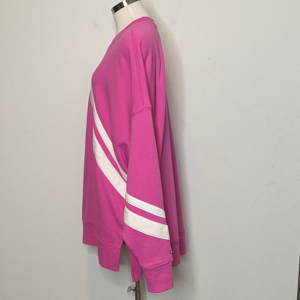 Cabana by Crown & Ivy size XXL Pink Sweatshirt with White Stripes - Picture 6 of 10